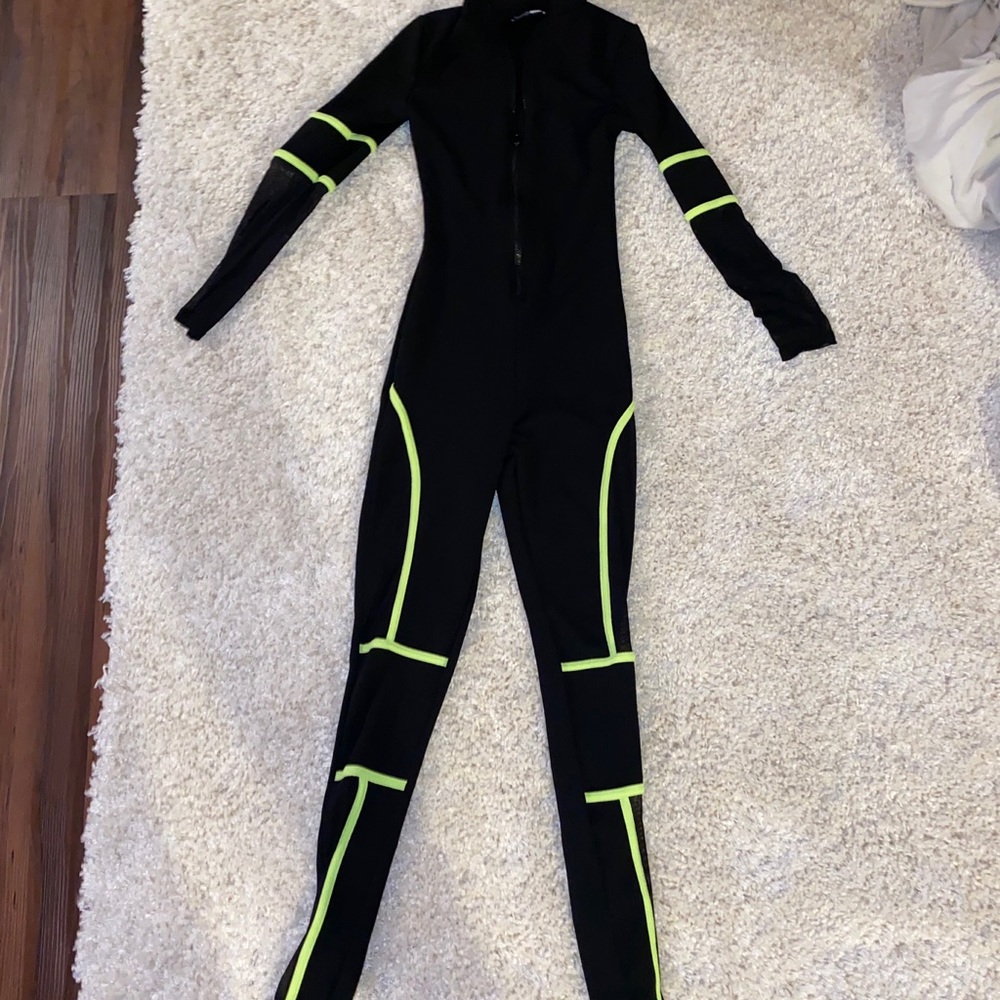 From Now On Zip Up Jumpsuit - Black/Neon Yellow
